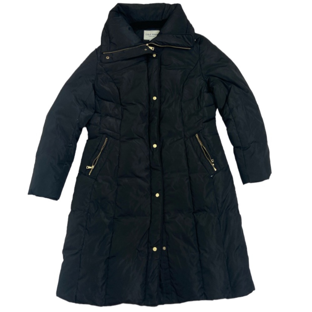 Cole Haan Signature black & gold down quilted puffer coat. Size XL